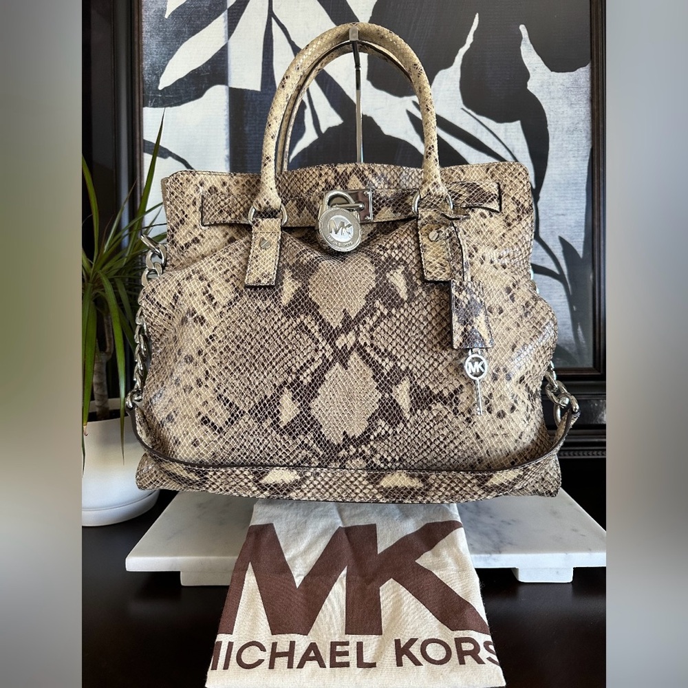 Michael Michael Kors - Python Snake Embossed Larg… - image 1